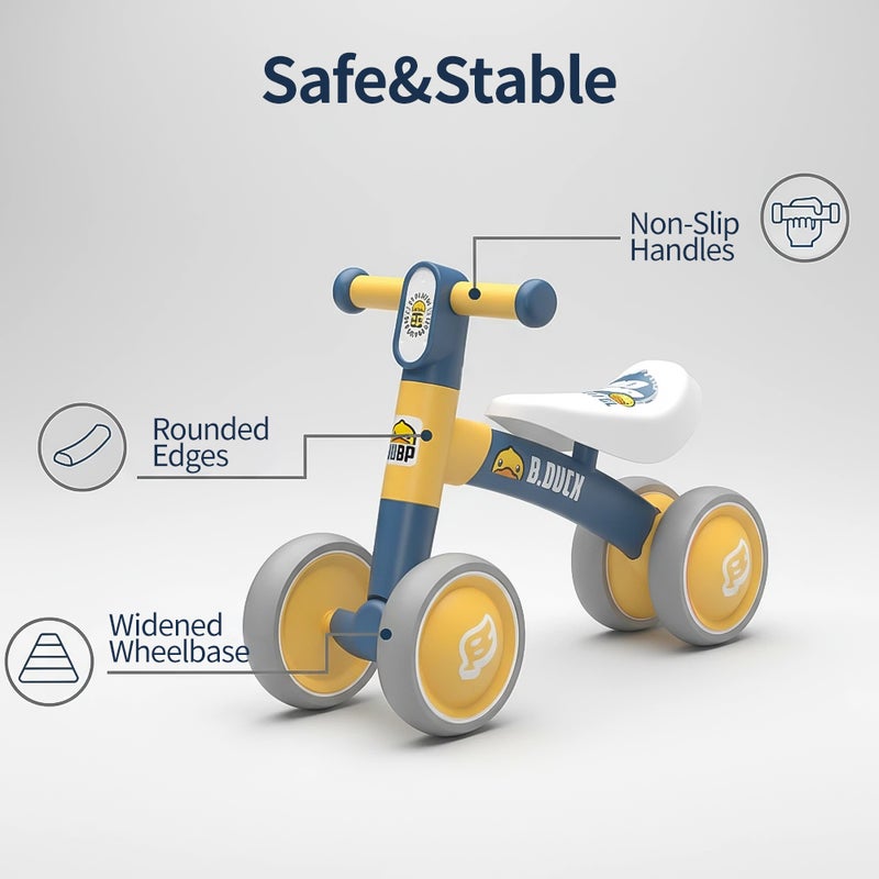 B.Duck - Toddler Balance Bike, Anti-slip Handle & Wheels, Indoor/Outdoor Ride, Blue, 1.5- 3 Y - Image 2